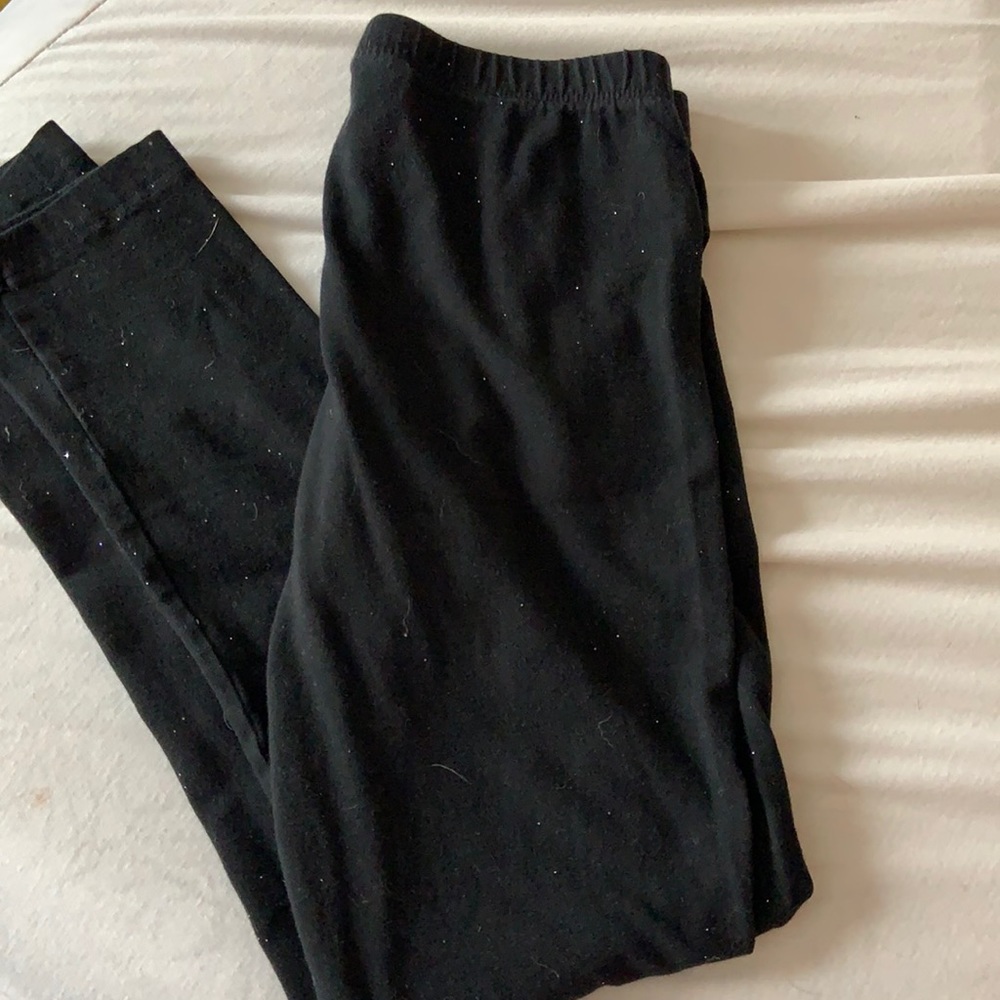 Girls black sparkle leggings. Size 10/12